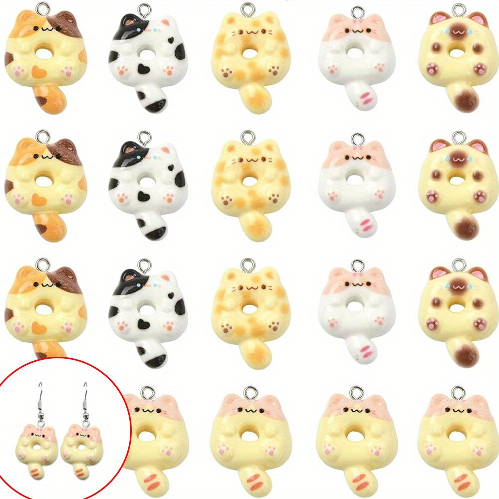 Resin Art Bracelet - 4/14/28pcs Multi-color Kat-vormige Decoratieve Hangers, Diy
