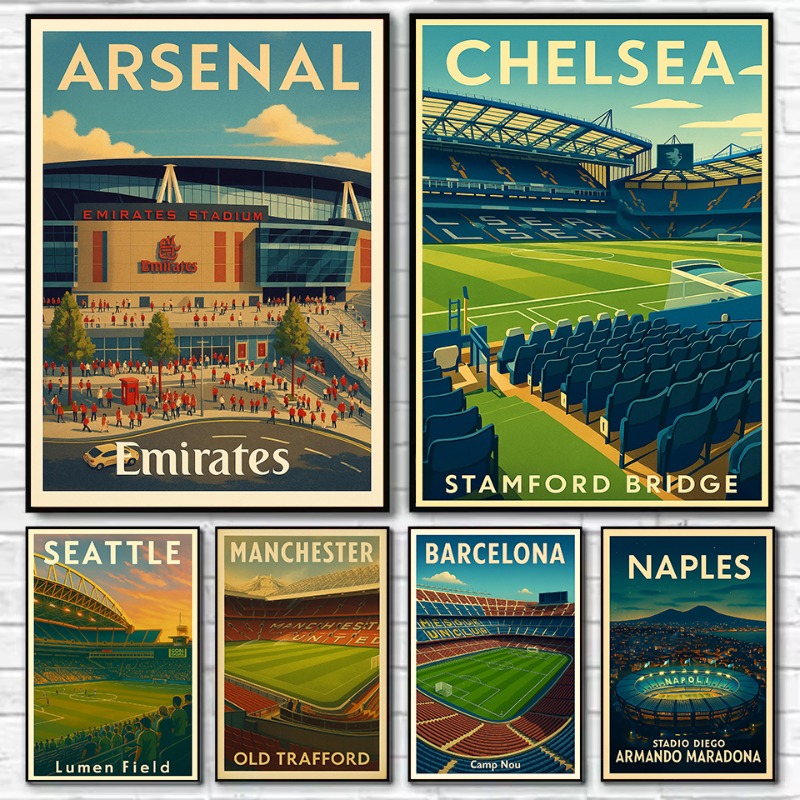 Resin Art Home Decor - Retro beroemde voetbalveld Arsenal Emirates Stadium