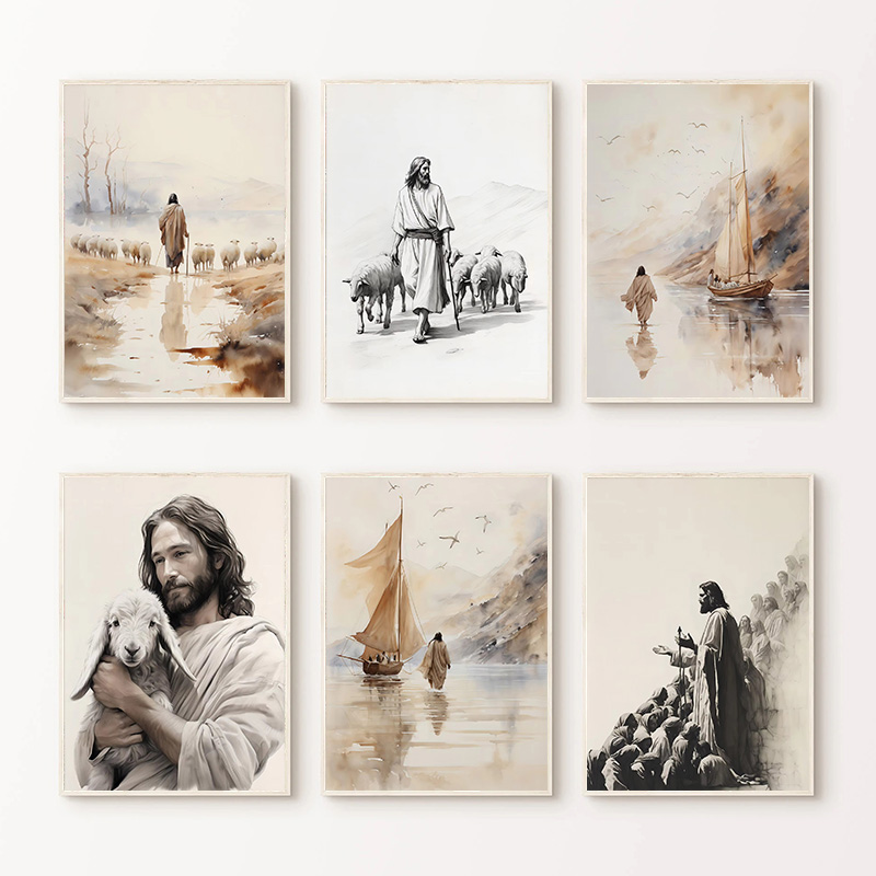 Resin Art Home Decor - Jezus loopt over water Christelijke Goede
