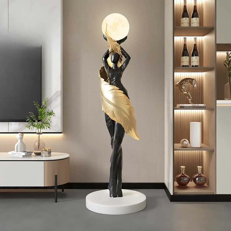 Resin Art Floor - Modern HomeDecor Abstract Feather Girl Art