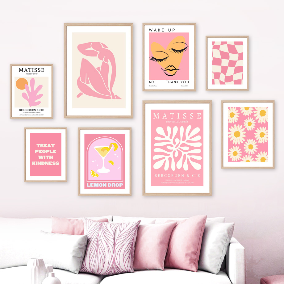 Resin Art Wall - Matisse Vrouw Blad Bloem Drankje Engel
