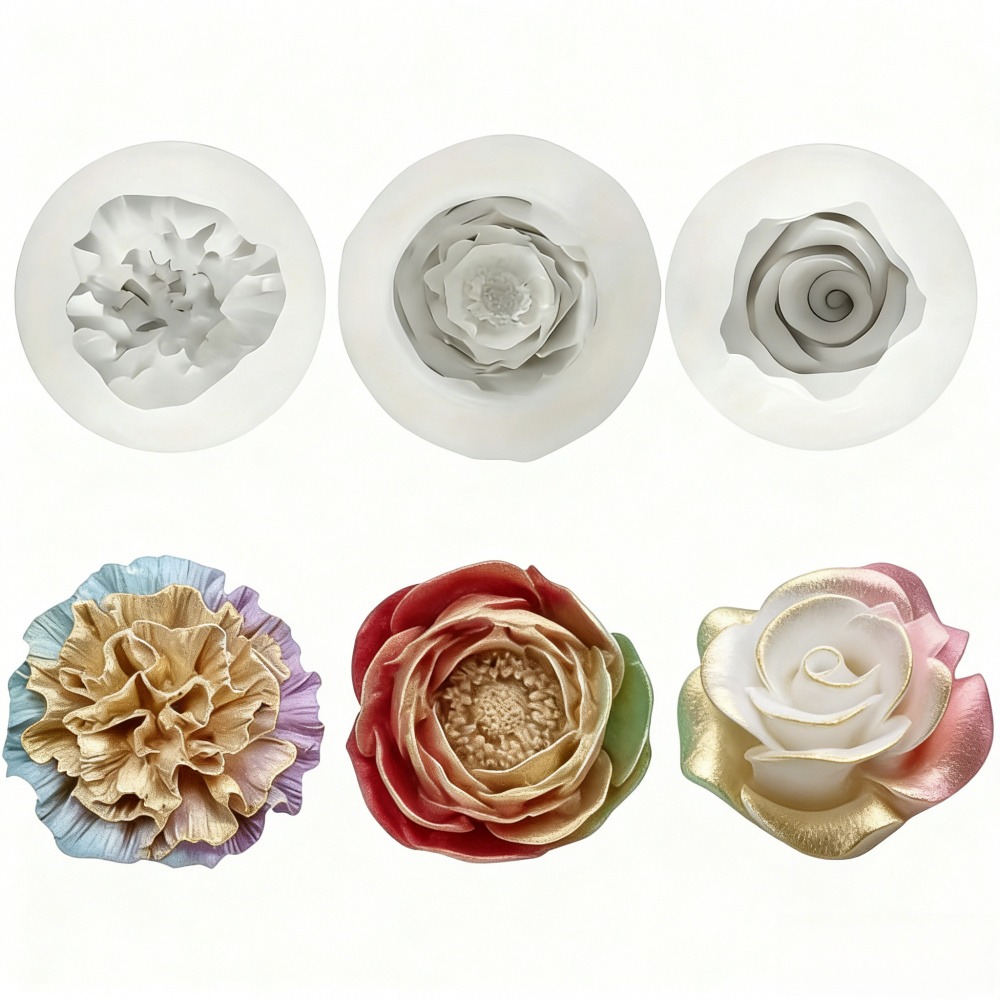 Resin Art All - 3-delige siliconenvormen voor rozen, pioenrozen en