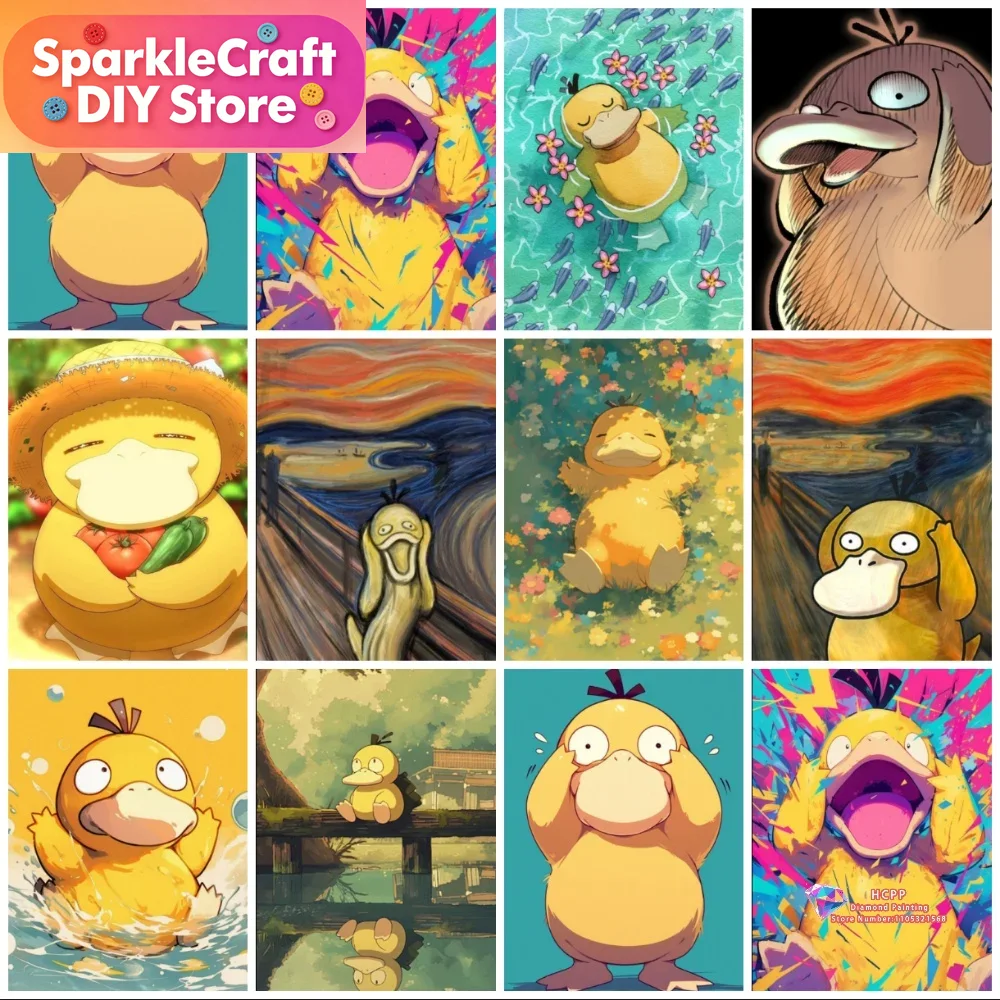 Resin Art Home Decor - 1pc frameloze Psyduck Cartoon 5D Diamant