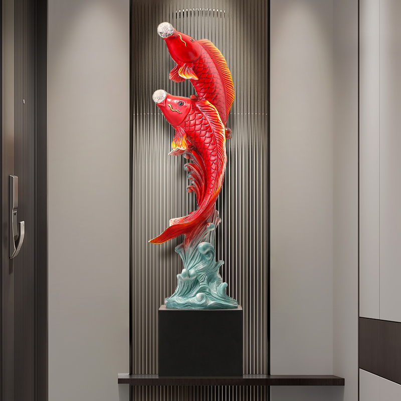 Resin Art Floor - Vijf-smaak vis sculptuur, hars standbeeld, luxe