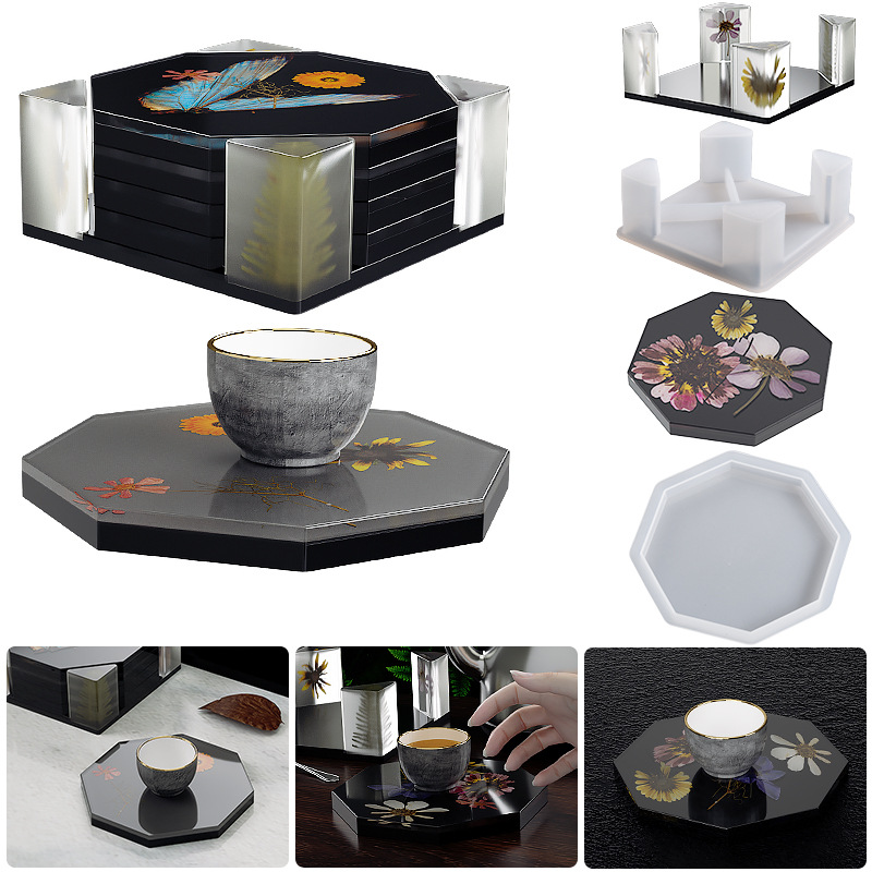 Coaster Mold Square - Siliconen Onderzetter Opbergdoos Mal Rond Vierkant