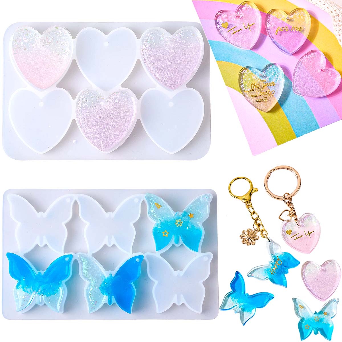 Zes-gaats siliconen mal met ga - Resin Art Heart recensie en prijs