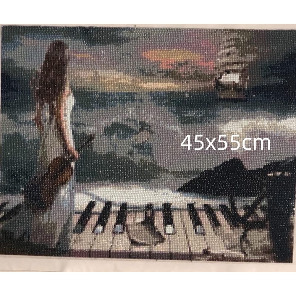 Meisje spelen piano DIY 5D Dia - Resin Art Studio recensie en prijs