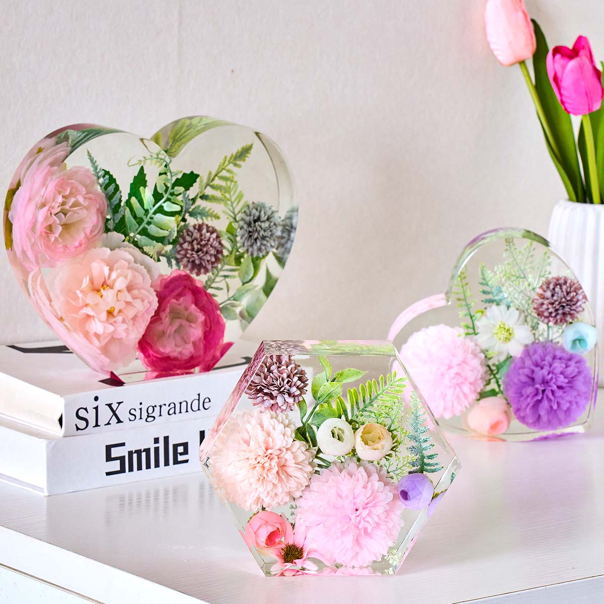 Hart Hexagon Ornament Boekenst - Resin Art Heart recensie en prijs